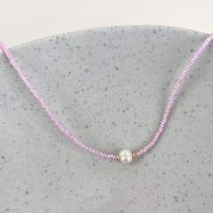 Bohemian geometric beaded freshwater pearl P women's necklace