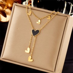 Vintage Style Titanium Stainless Steel Pendant Necklace Heart