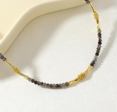 IG Style Geometric Stone Copper Beaded Chain Beaded Necklace