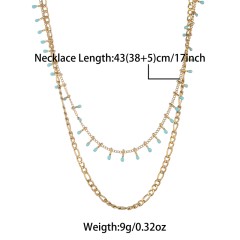 Stainless steel enamel plating 18k gold plated layered necklaces