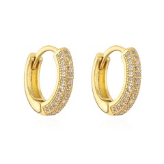 1 pair fashion geometric gold plated copper zircon hoop earrings