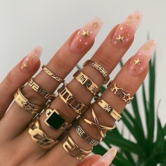 Fashion Geometric Alloy Plating Women Ring Sets