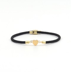 Classic Style Heart Shape Stainless Steel Black Bracelets