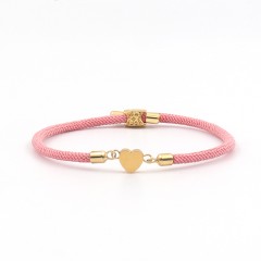 Classic Style Heart Shape Stainless Steel Pink Bracelet