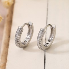 1 pair fashion geometric silver plated hoop earrings
