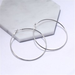 Simple Style Plain silver Coated Ladies Hoop Earrings 1 Pair 7cm diameter