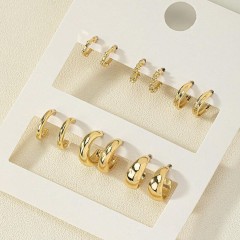 1 Set Retro Simple Style Geo Pearl Metal Earrings