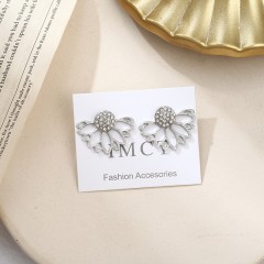 Fashion Geometric Plating Alloy Artificial Gemstones Stud Earrings