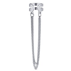 Silver Geometric Alloy Clip Earrings
