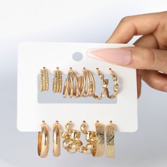 1 set vintage style circle square heart shape plating alloy hoop earrings