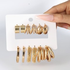 1 set vintage style circle square heart shape plating hoop earrings