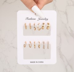 1 set vintage style circle square t shape plating alloy hoop earrings