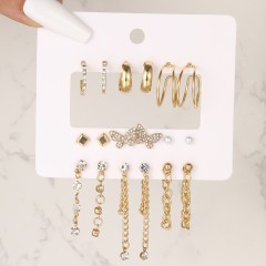 1 set vintage style circle square heart plating alloy hoop earrings
