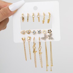 vintage style circle square heart shape plating alloy hoop earrings
