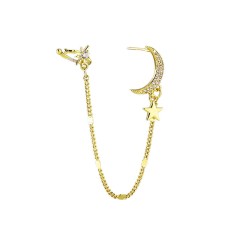 Geometric Alloy Clip Earrings moon