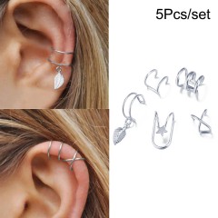 Geometric Alloy Clip Earrings s