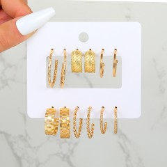 1 set vintage style circle square heart shape plating earrings