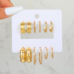 1 set style circle square heart shape plating alloy hoop earrings