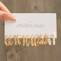 Pearl 1 Set Retro Simple Style Geometric Pearl Alloy Earrings