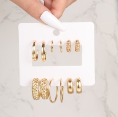 1 Set Retro Simple Style Geometric Pearl Golden Earrings