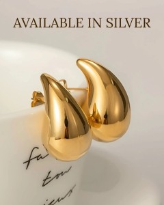 18K Gold Plated Stainless Steel Earrings Gold 30*18*19