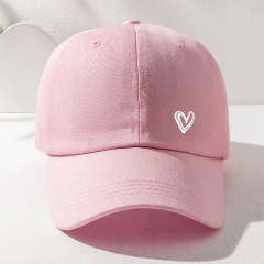 Pink sweet heart shape printing curved eaves baseball cap