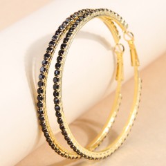 Exaggerated circle B rhinestones women's hoop earrings