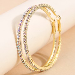 exaggerated circle S rhinestones women's hoop earrings