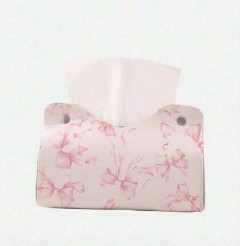 Kawaii Butterfly Printed Tissue Box Holder With Bow Design