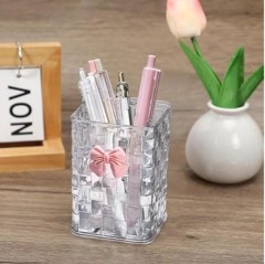 Clear Acrylic Desk Organizer With Bow Pen Holder Office Supplies, And Makeup Accessories