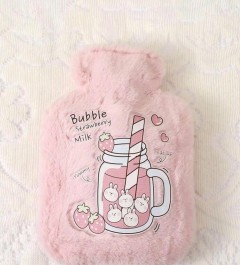 Pink Hot Water Bag With Soft Plush Cover for cramps