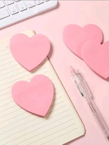 100 Sheets cute pink 2Heart Sticky Notes For Office School Stationery Accessories and Back To School
