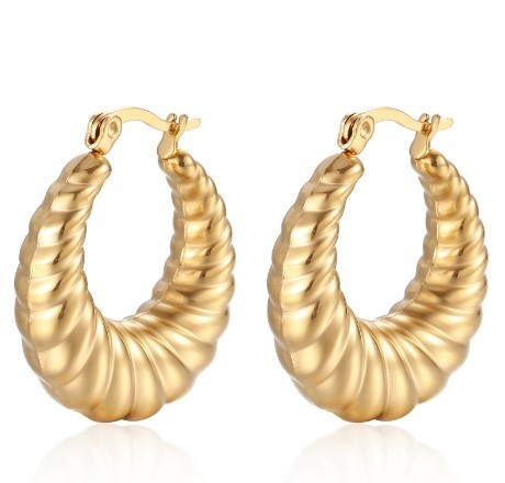 Solid Color Plating 304 Stainless Steel 18K Gold Plated Earrings