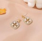 Pearl square earrings