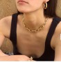 hip-hop geometric alloy plating women's necklace