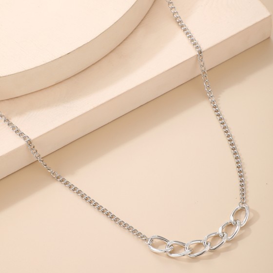 Retro hip hop punk white alloy twist chain necklace