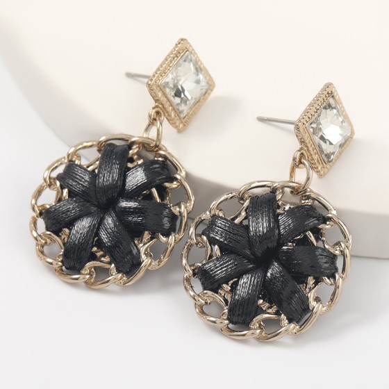 Fashion creative artificial leather flower earrings