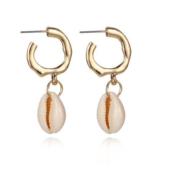 Fashion metal starfish conch shell earrings