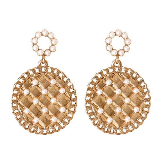 Simple geometric round alloy earrings