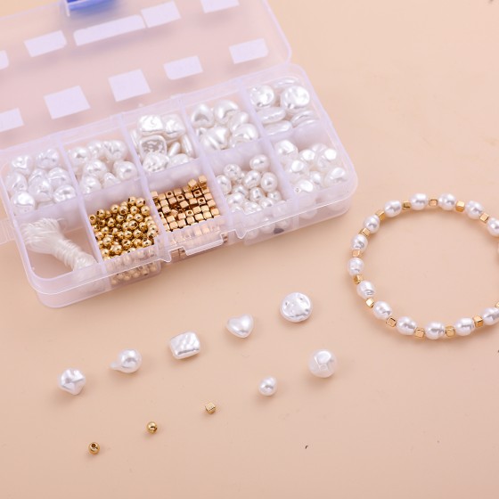 White pearl DIY bracelet material box 10 grid set accessories