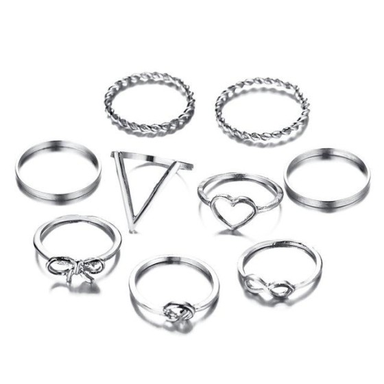 Silver circle rings set