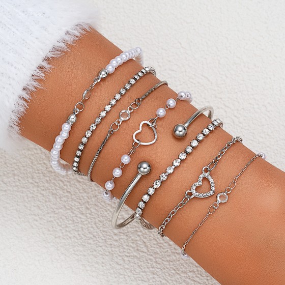 Elegant Simple Style Heart Shape Imitation Pearl Alloy Beaded Chain