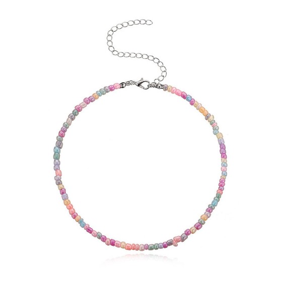 Fashion circle glass beaded women's choker
