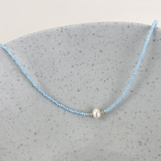 Bohemian geometric beaded freshwater pearl women's necklace