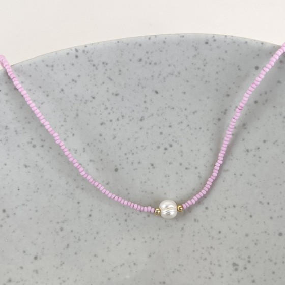 Bohemian geometric beaded freshwater pearl P women's necklace