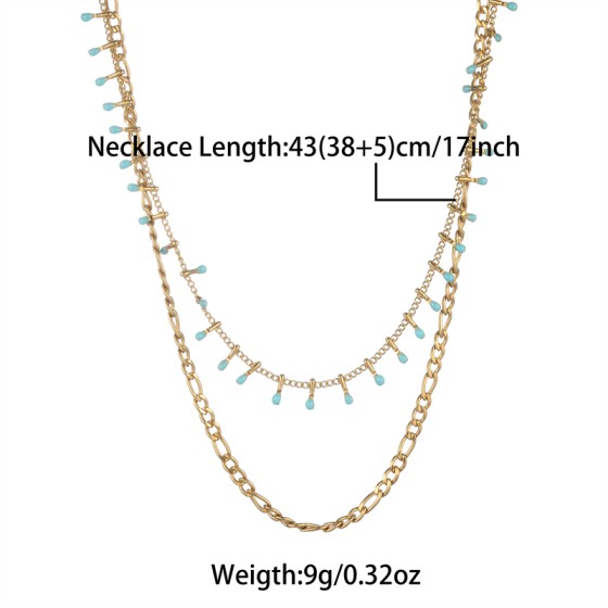 Stainless steel enamel plating 18k gold plated layered necklaces