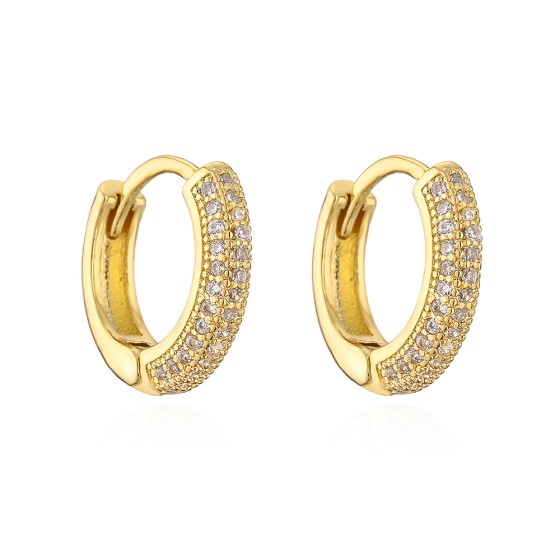 1 pair fashion geometric gold plated copper zircon hoop earrings