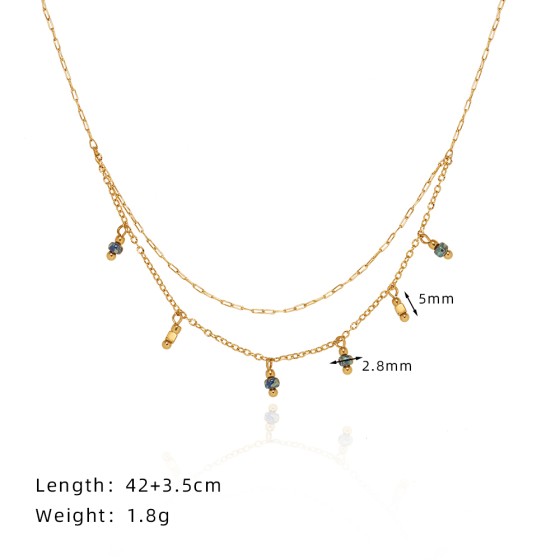 Jewelry Beaded Plating Double Layer Necklace