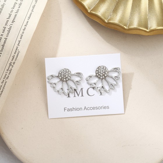 Fashion Geometric Plating Alloy Artificial Gemstones Stud Earrings