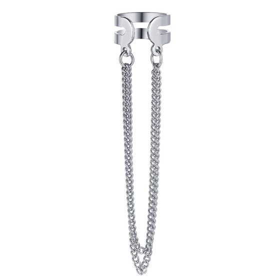 Silver Geometric Alloy Clip Earrings